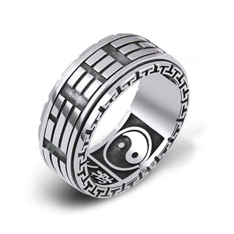 Anti-Stress Ring <Br> Ring Med Kinesiske Tegn (Sølv)