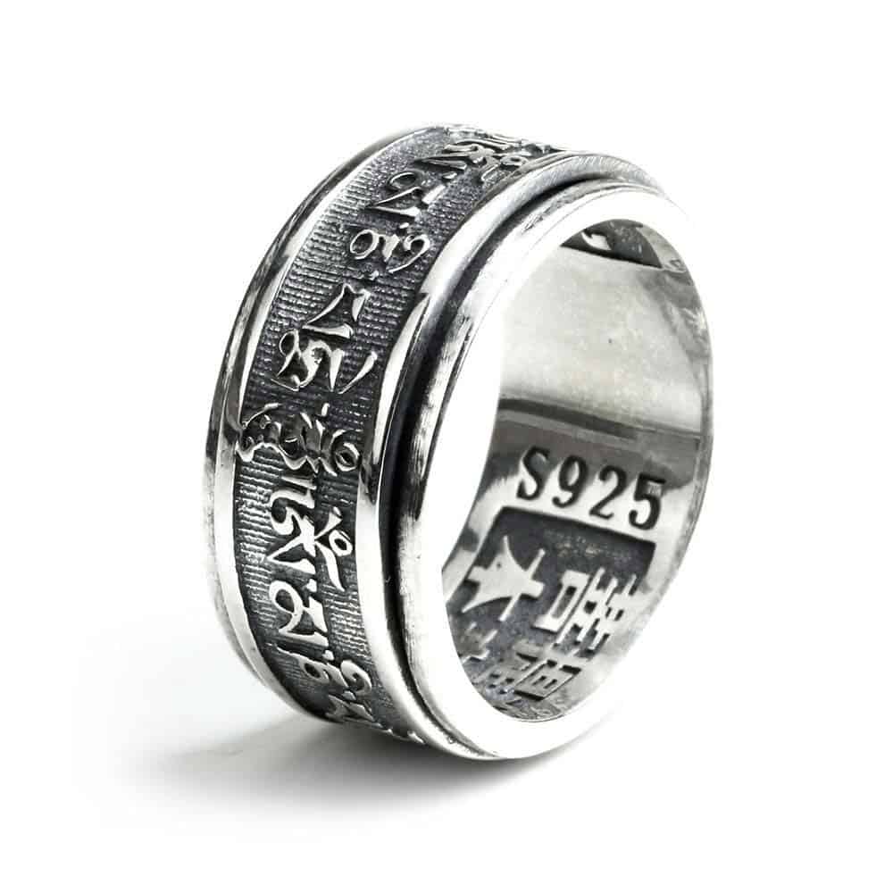 Anti-Stress Ring <Br>Om Mani Padme Hum (Sølv)
