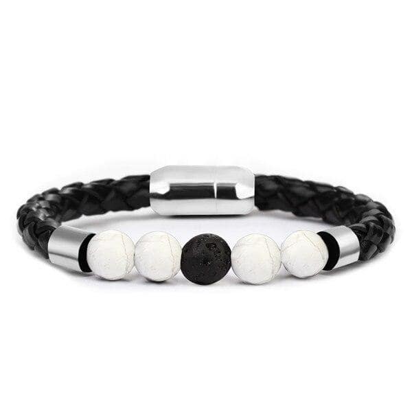 Antistress-Armbånd <Br>Vævet Howlit-Læder