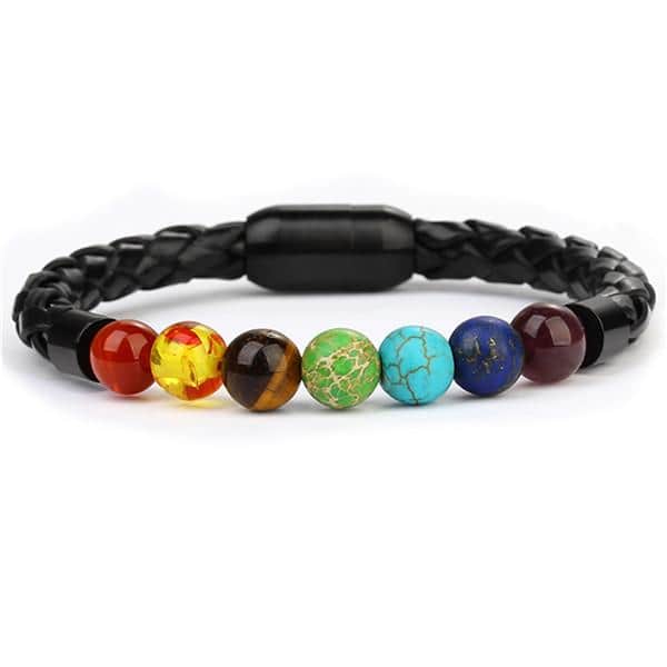 Anti-Stress Armbånd <Br>Vævet Læder 7 Chakraer