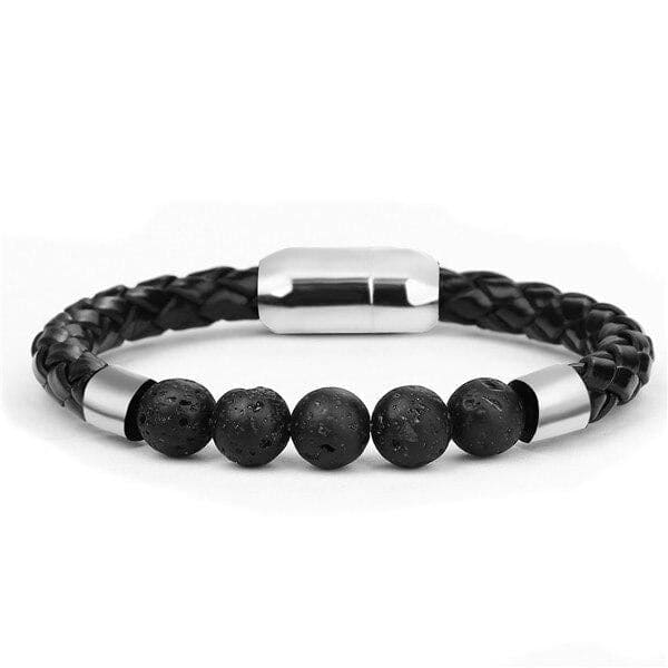 Anti-Stress Armbånd <Br>Vævet Læder Lavasten