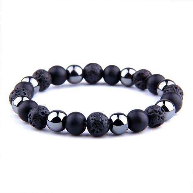 Anti-Stress Armbånd <Br>I Lavasten, Sort Obsidian Og Hæmatit