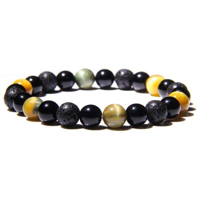 Antistress-Armbånd <Br>Tigerøje, Sort Obsidian Og Lavasten