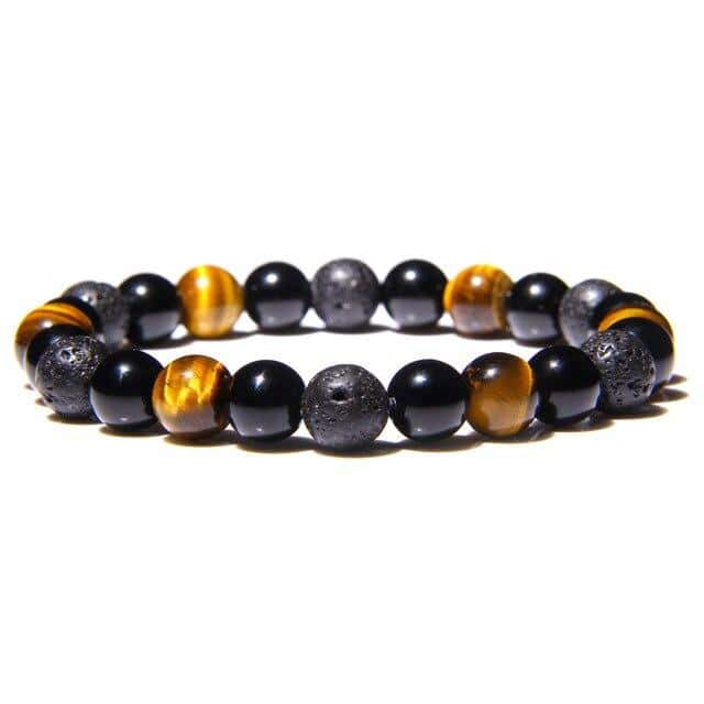 Antistress-Armbånd <Br>Tigerøje, Sort Obsidian Og Lavasten