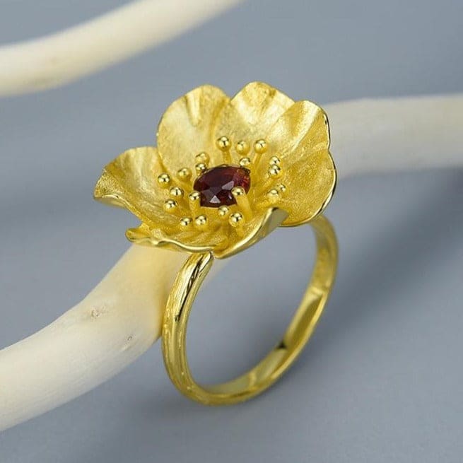 Anti-Stress Ring <Br>Justerbar Lotusblomst (Sølv)