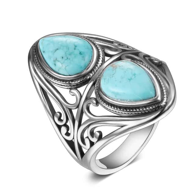 Zen-Ring <Br>Kvinde Turkis Sølv