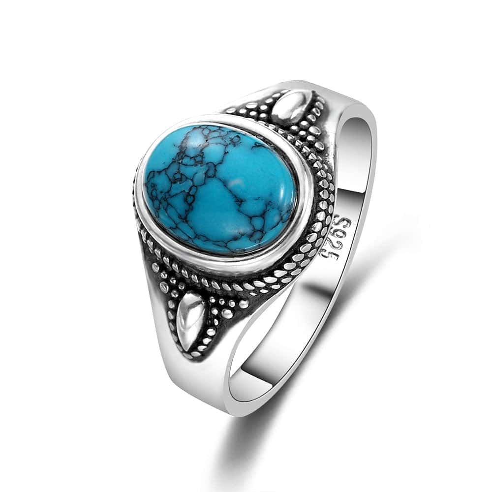 Zen Ring <Br>Fin Turkis Sølv