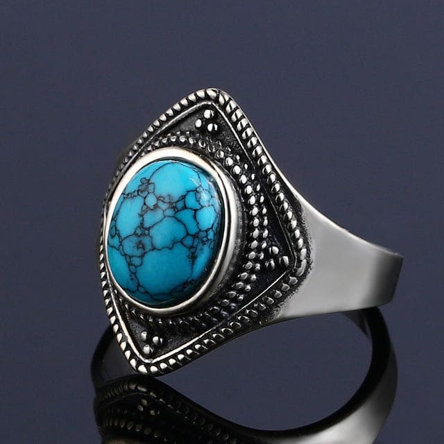 Zen Ring <Br>Etnisk Turkis Sølv